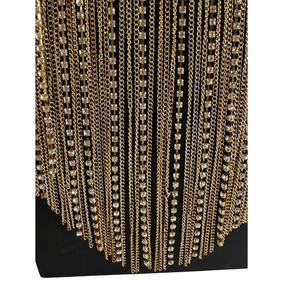 Gold-toned and rhinestone bib necklace. 19.75” length necklace. - Picture 4 of 12